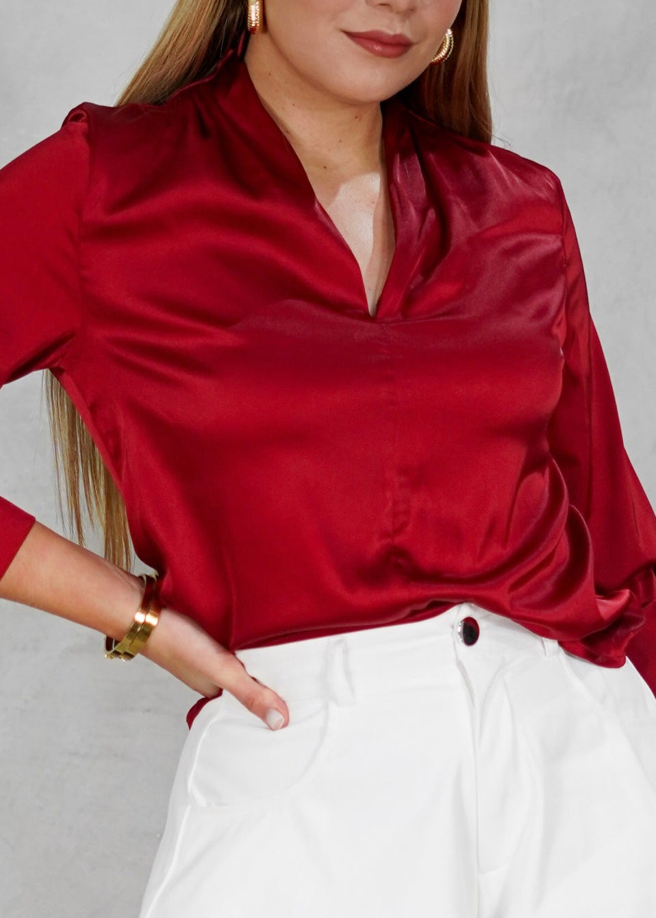 Blusa de seda manga larga