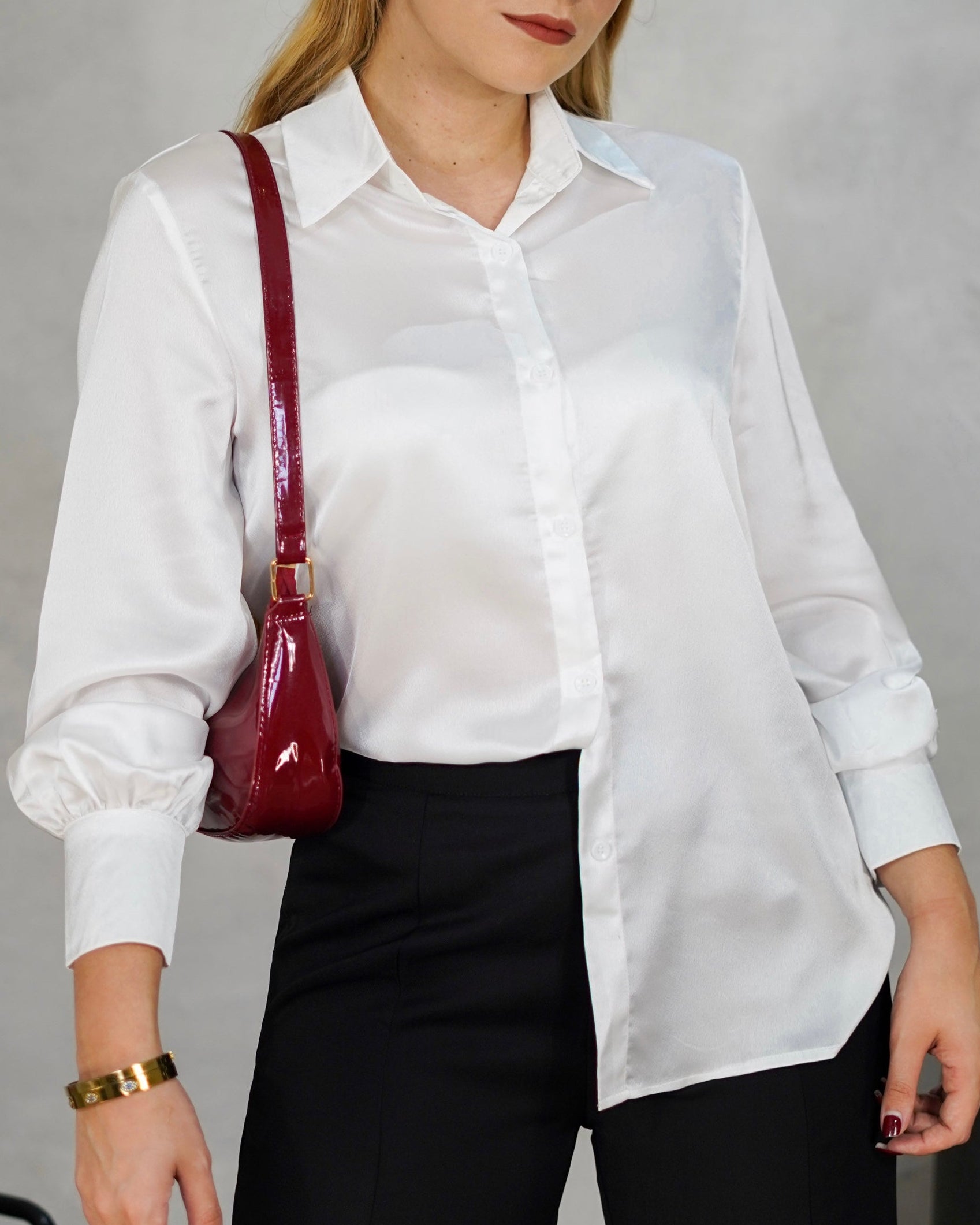 Camisa satinada de botones