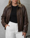 Chaqueta de cuero holgada