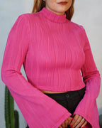 Blusa manga larga cuello tortuga con textura