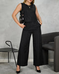 Conjunto de blusa sin mangas y pantalón ancho