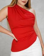 Blusa asimetrica corte griego larga