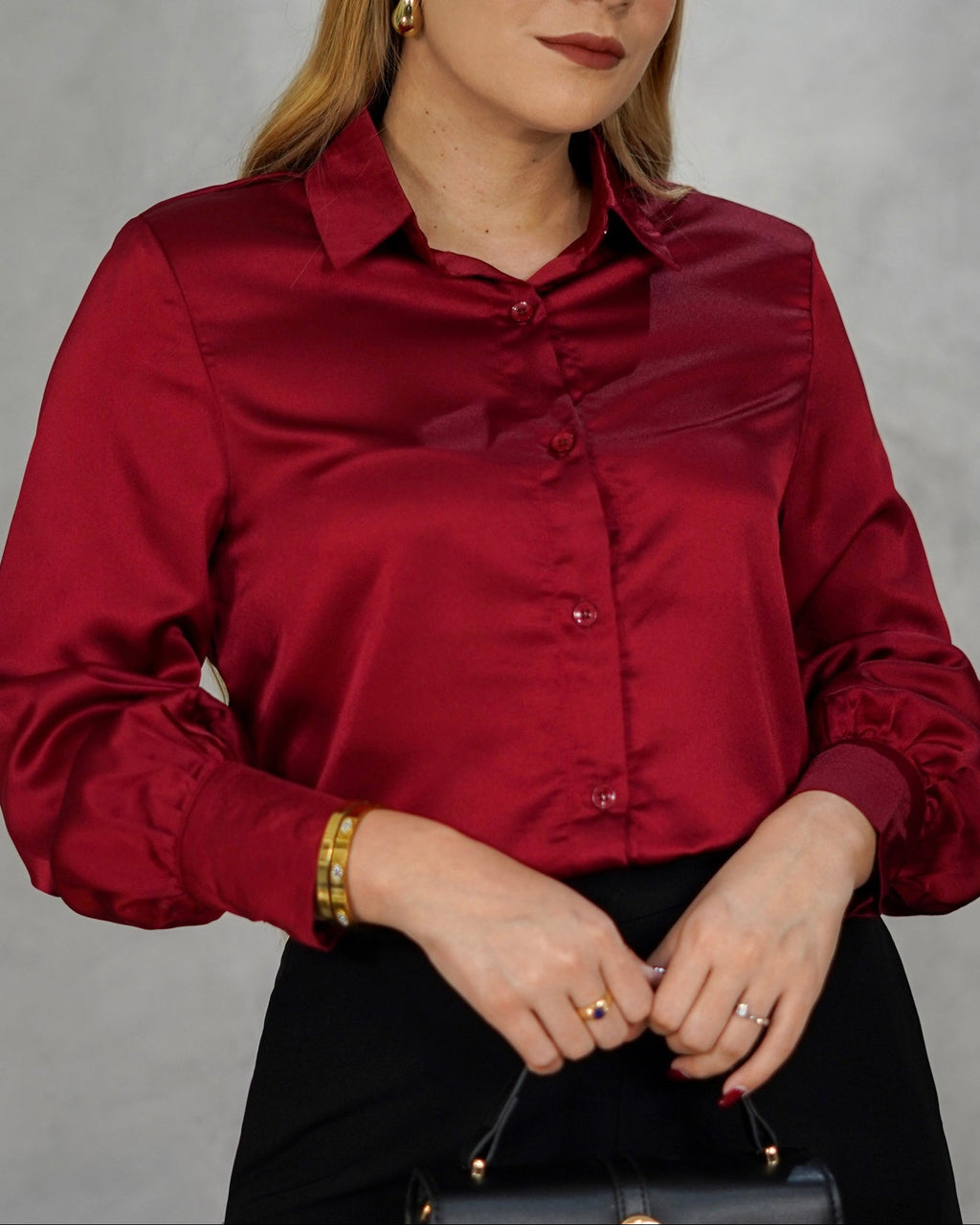 Camisa satinada de botones