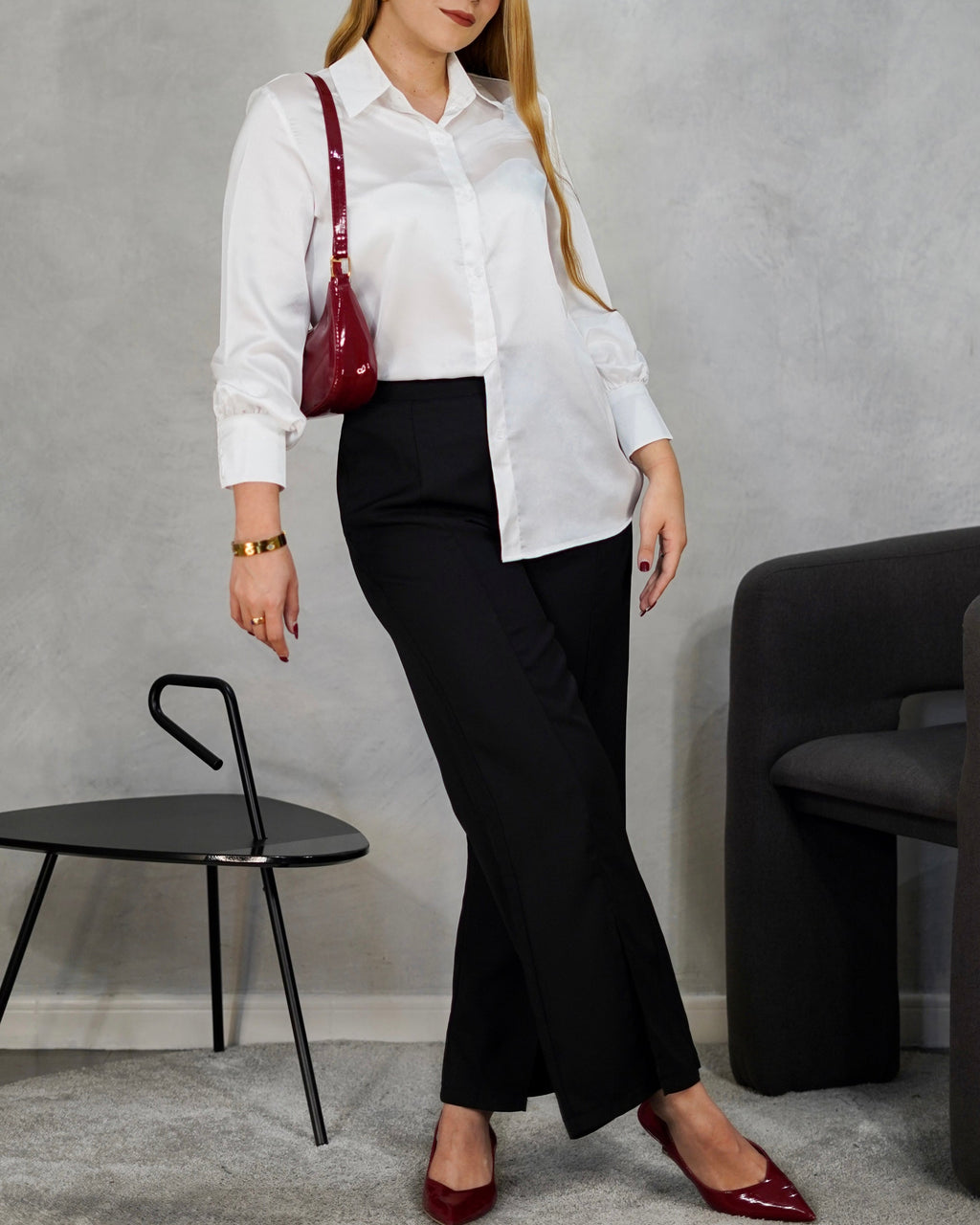 Camisa satinada de botones