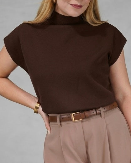 Blusa manga sisa cuello medio alto