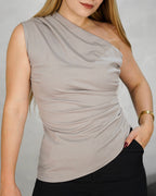 Blusa asimetrica corte griego larga