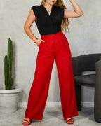 Pantalón ancho largo de boton
