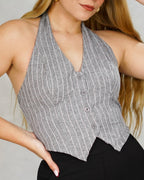 Chaleco corto con nudo en el cuello