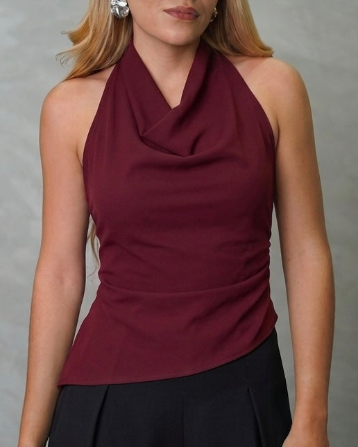 Blusa cuello bobo de espalda escotada con una tira