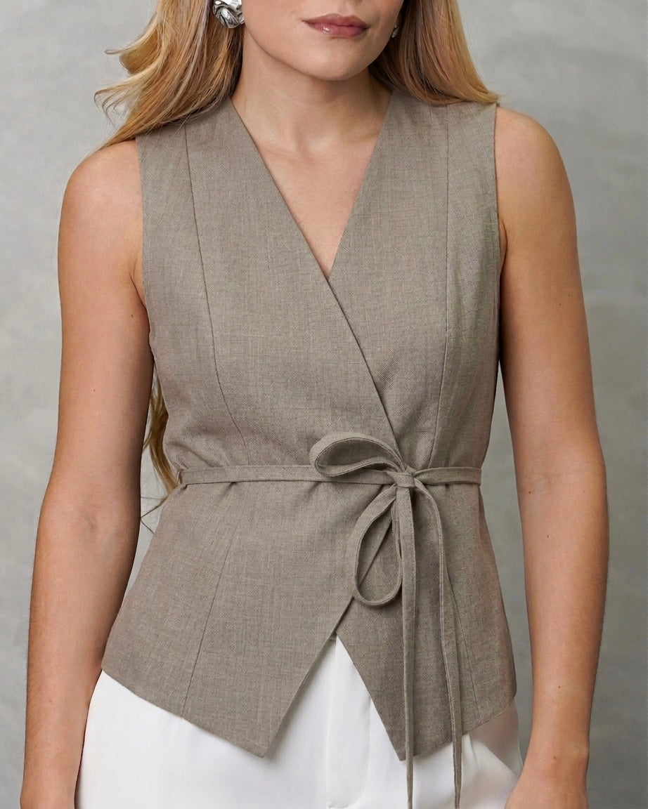 Blusa cruzada de tira amarrada
