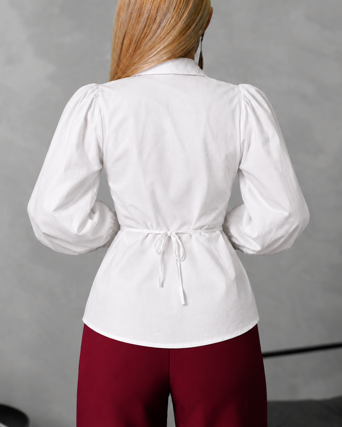 Camisa manga larga holgada de tira ajustable atrás