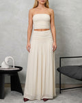 Conjunto de falda larga y top strapless