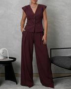 Conjunto de blusa y pantalón de rayas