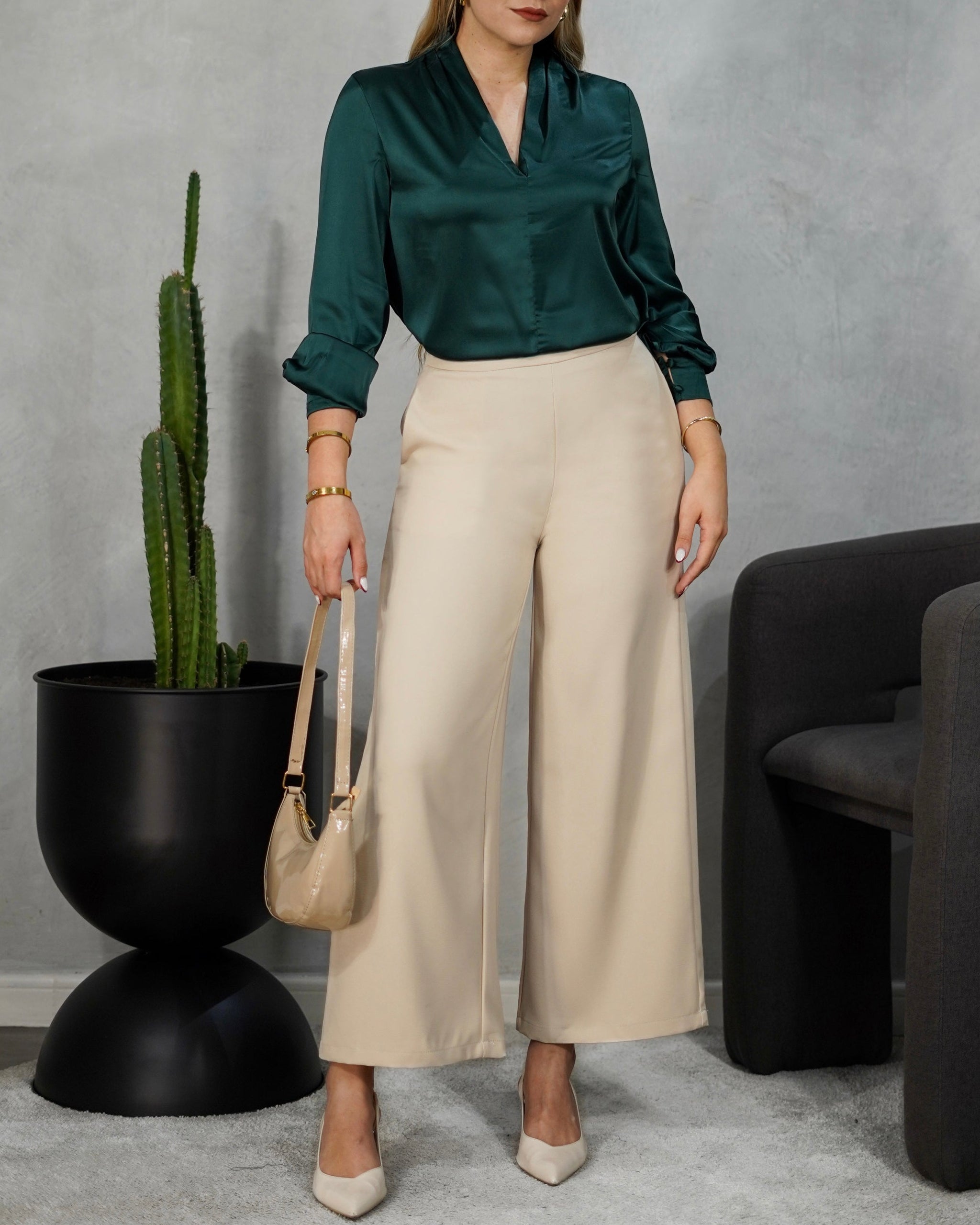 Blusa de seda manga larga