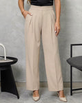 Pantalón recto de tiro alto con pinza