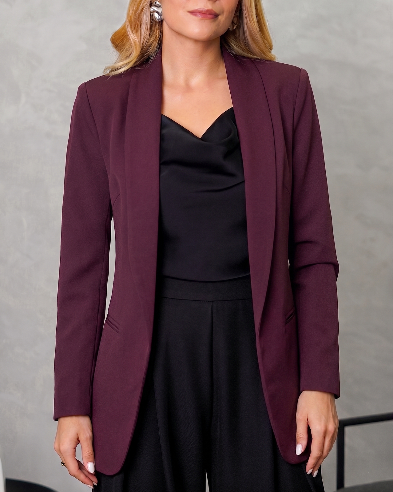 Blazer manga larga de bolsillos sin solapas