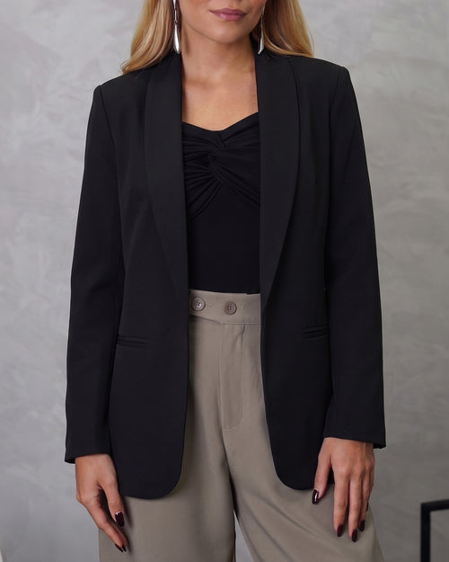 Blazer manga larga de bolsillos sin solapas