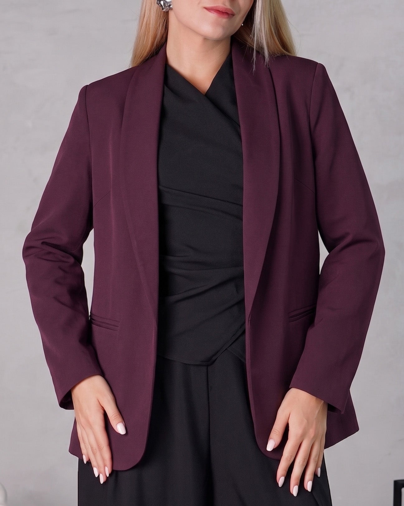 Blazer manga larga de bolsillos sin solapas