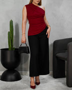 Blusa asimetrica corte griego larga