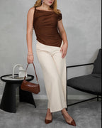 Blusa asimetrica de hombro amarrado