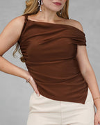 Blusa asimetrica de hombro amarrado