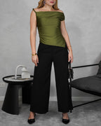 Blusa asimetrica de hombro amarrado