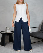 Blusa corte recto con textura y botones de perla