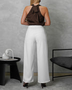 Blusa de seda cuello bobo lazo atrás