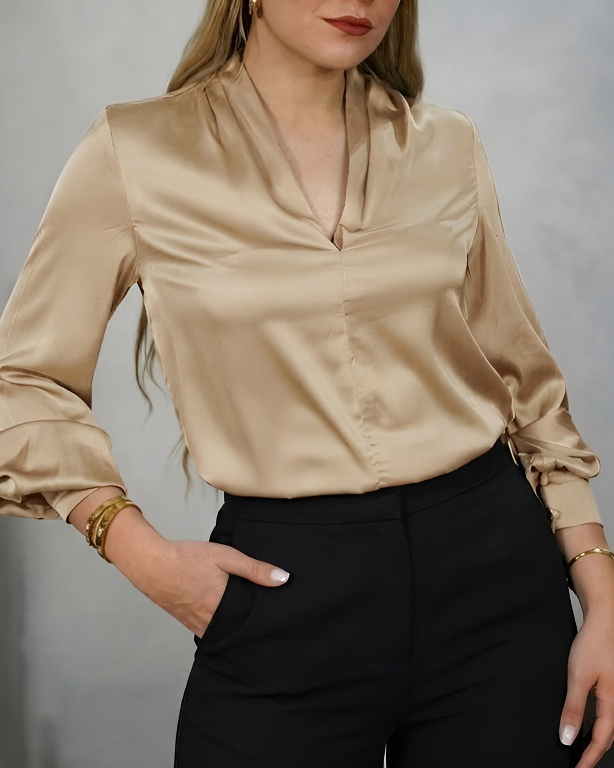 Blusa de seda manga larga