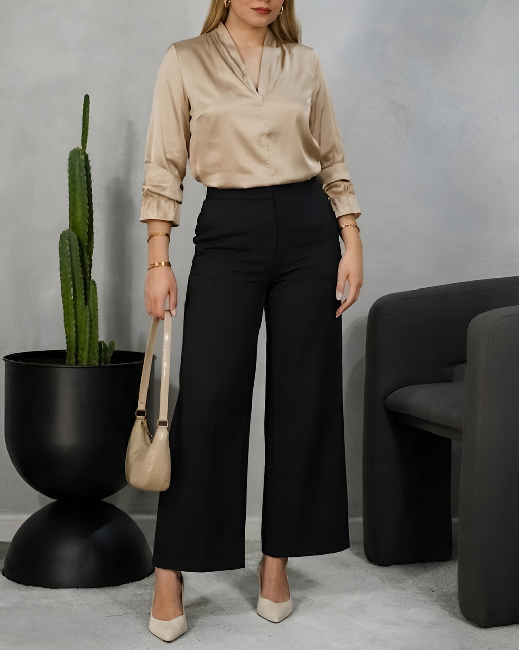 Blusa de seda manga larga