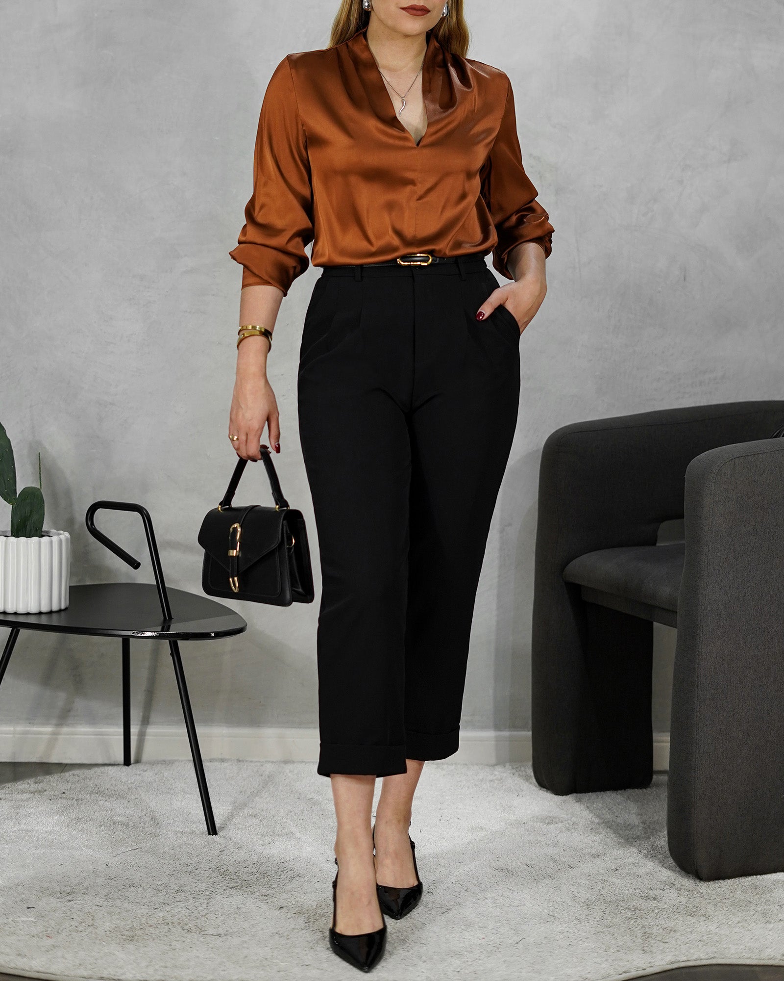 Blusa de seda manga larga