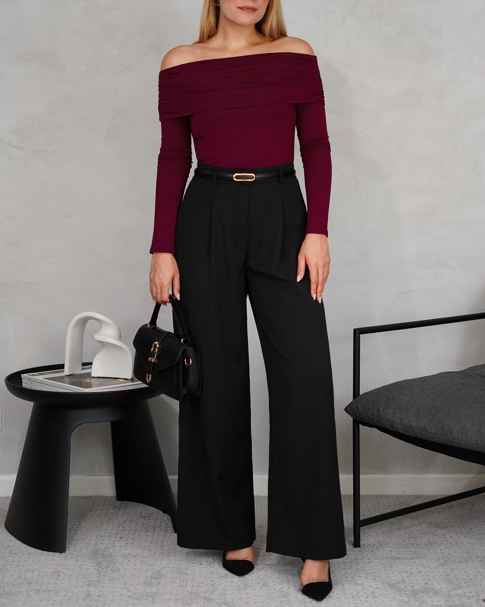 Blusa manga larga strapless