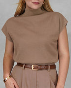 Blusa manga sisa cuello medio alto