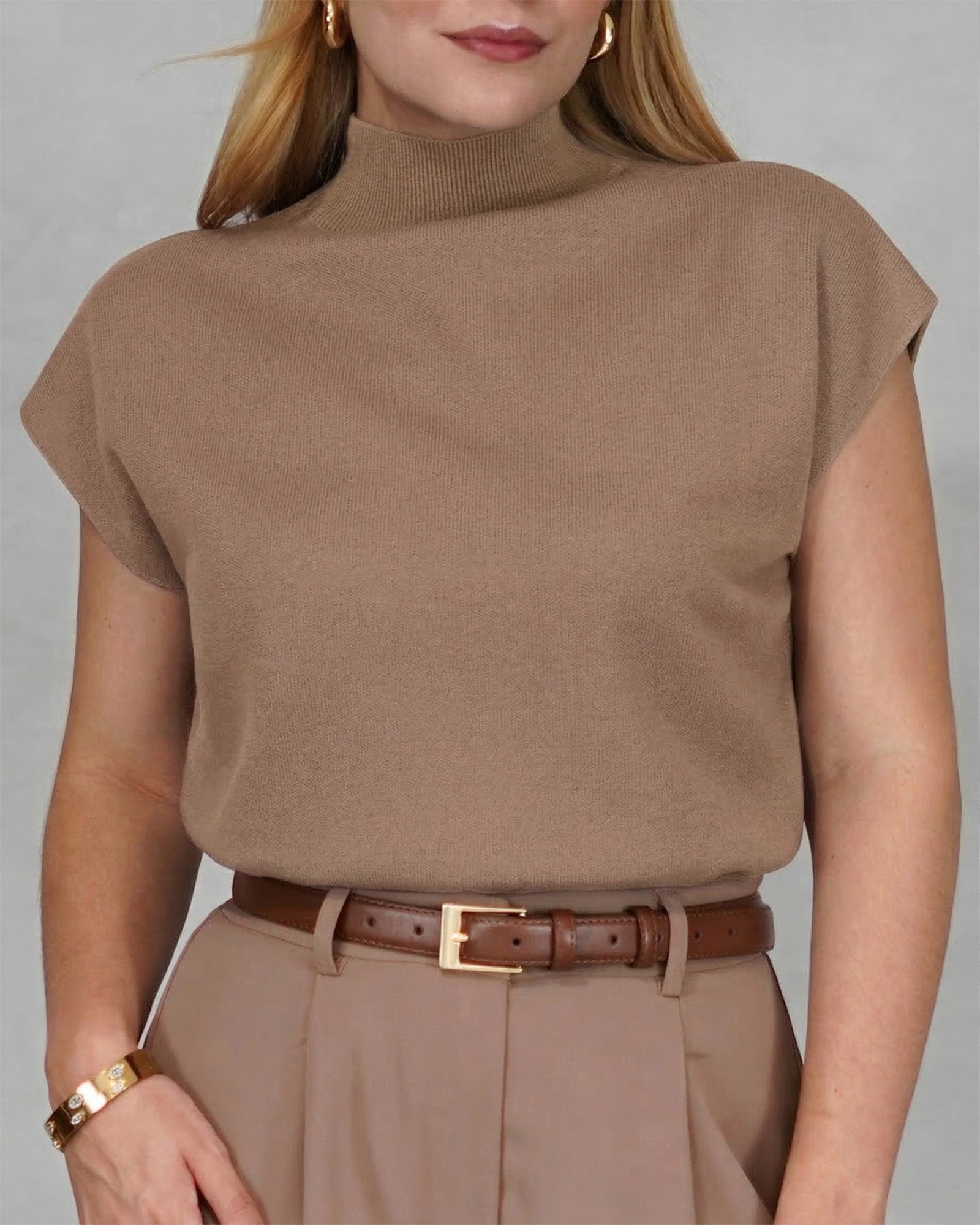 Blusa manga sisa cuello medio alto