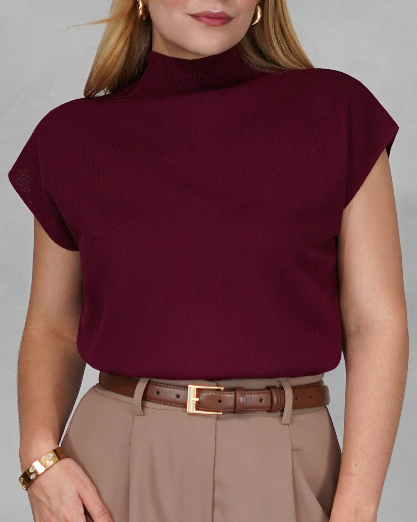 Blusa manga sisa cuello medio alto