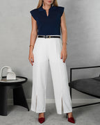 Blusa tipo chemise con hombros largos