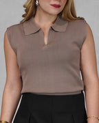 Blusa tipo chemise con hombros largos