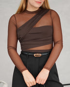 Body manga larga con transparencias