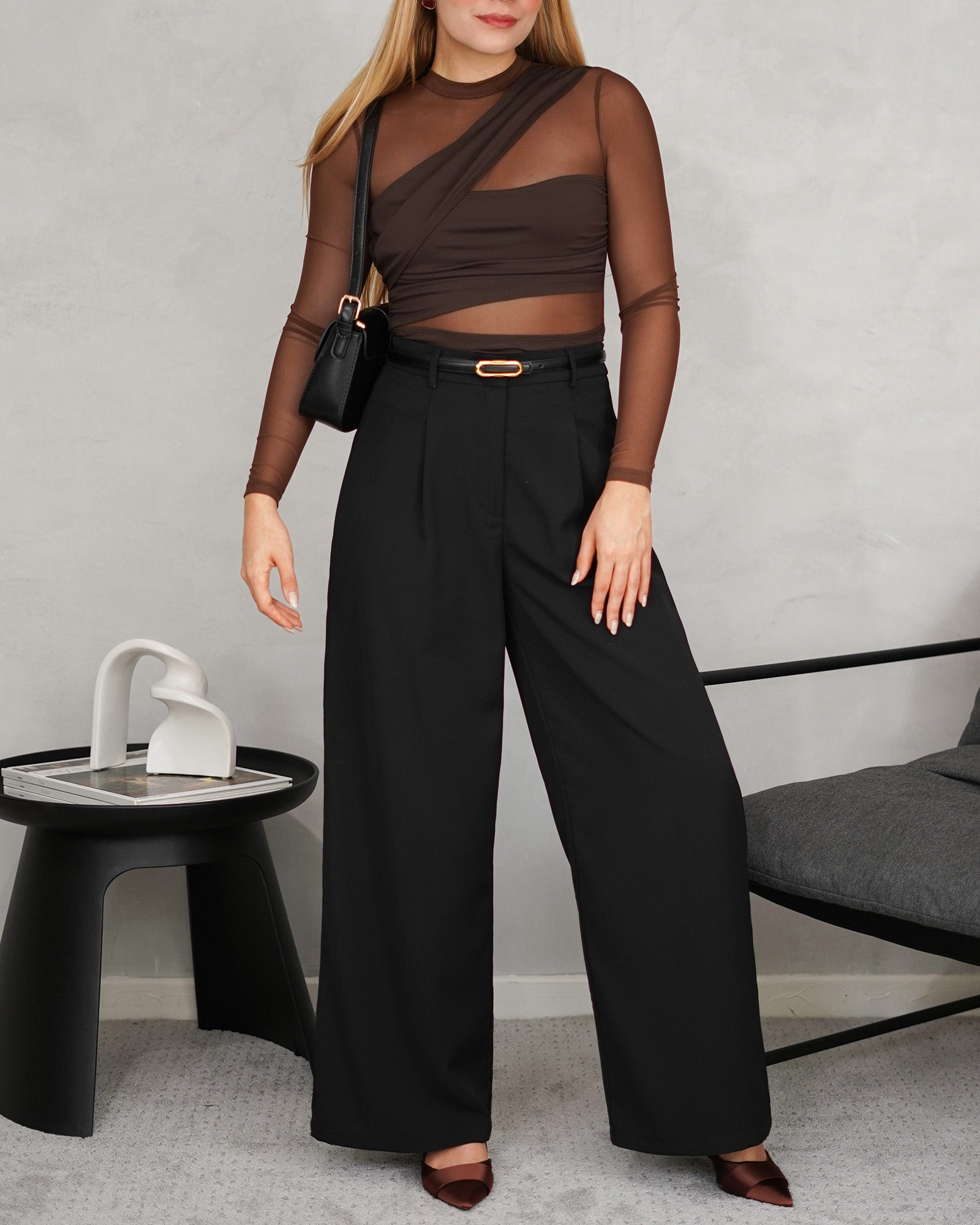 Body manga larga con transparencias