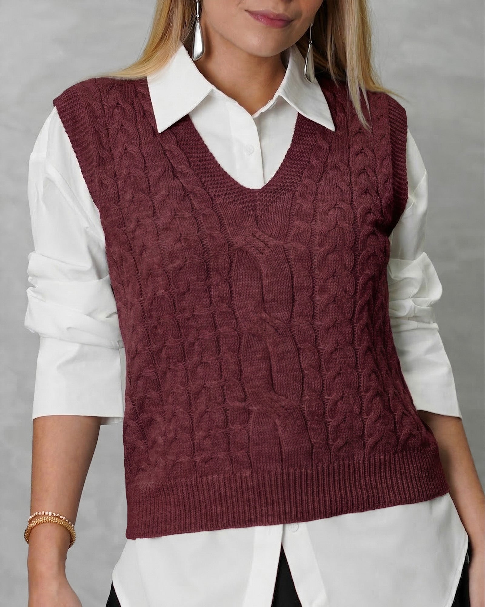 Chaleco tejido con textura entrelazada