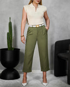 Blusa tipo chemise con hombros largos
