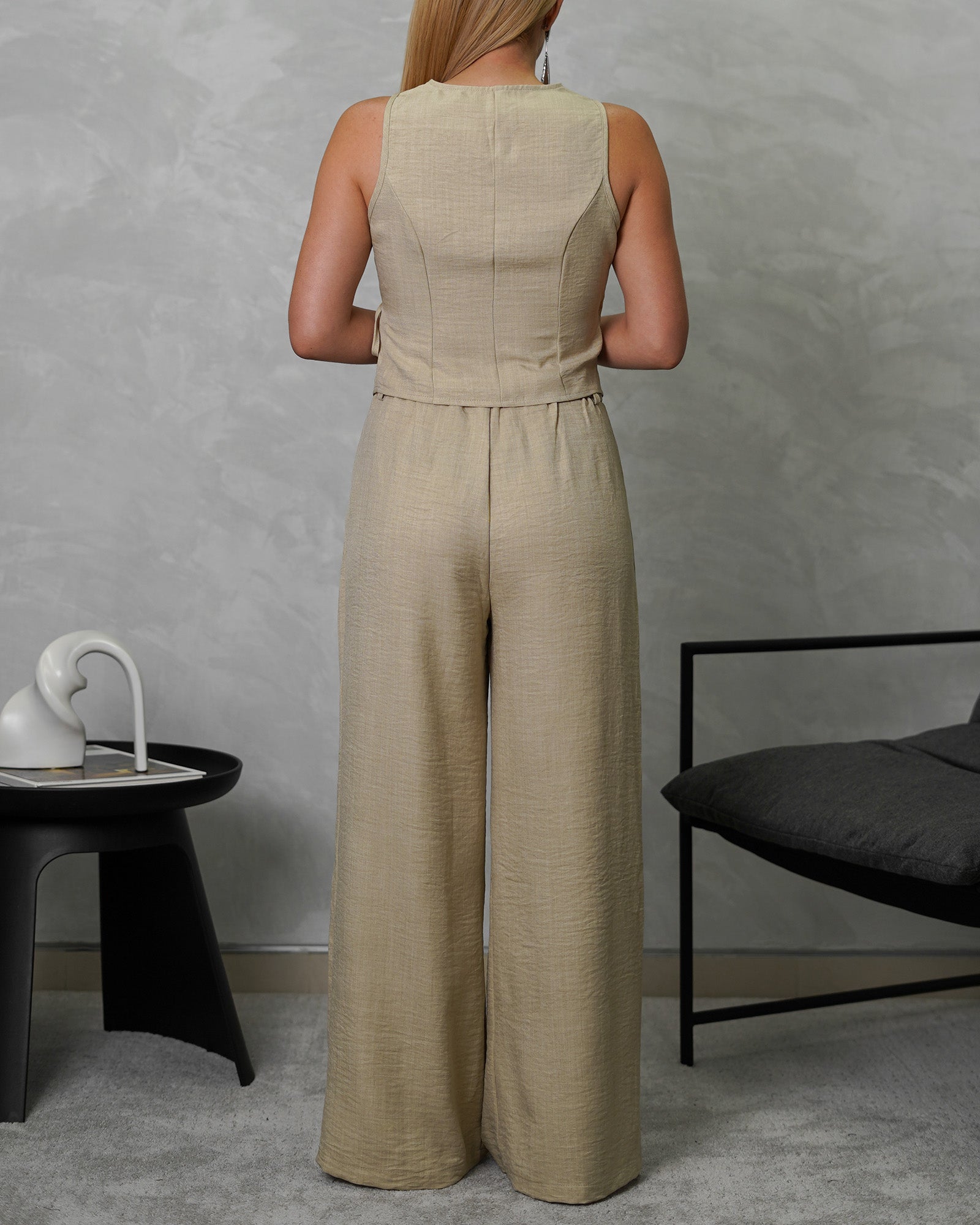 Conjunto de Pantalón y blusa cruzada con tira amarrada