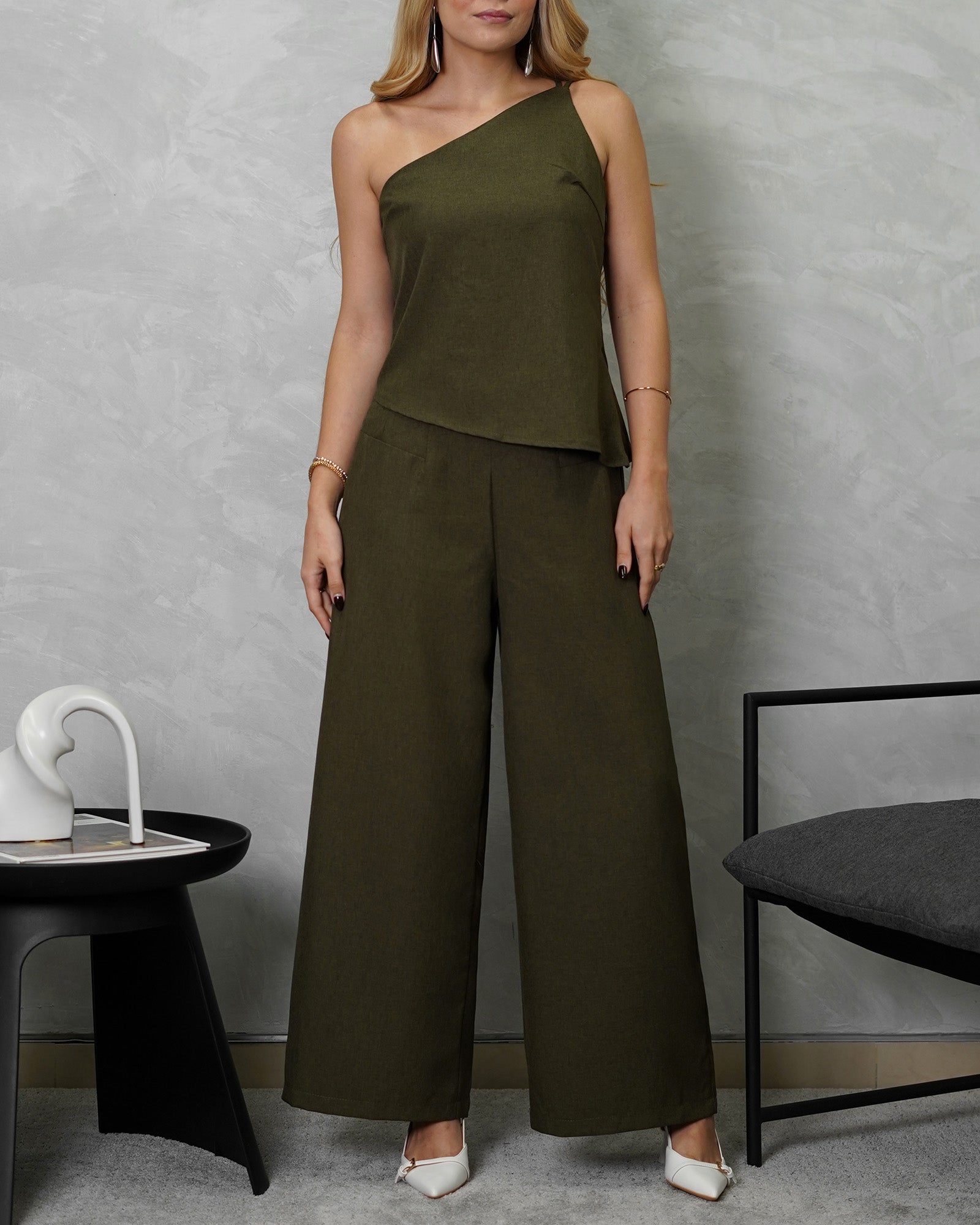 Conjunto de pantalón y blusa de 2 tiras finas