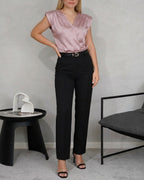 Blusa de seda sin mangas con Hombreras