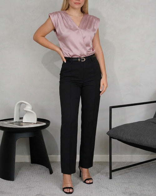 Blusa de seda sin mangas con Hombreras