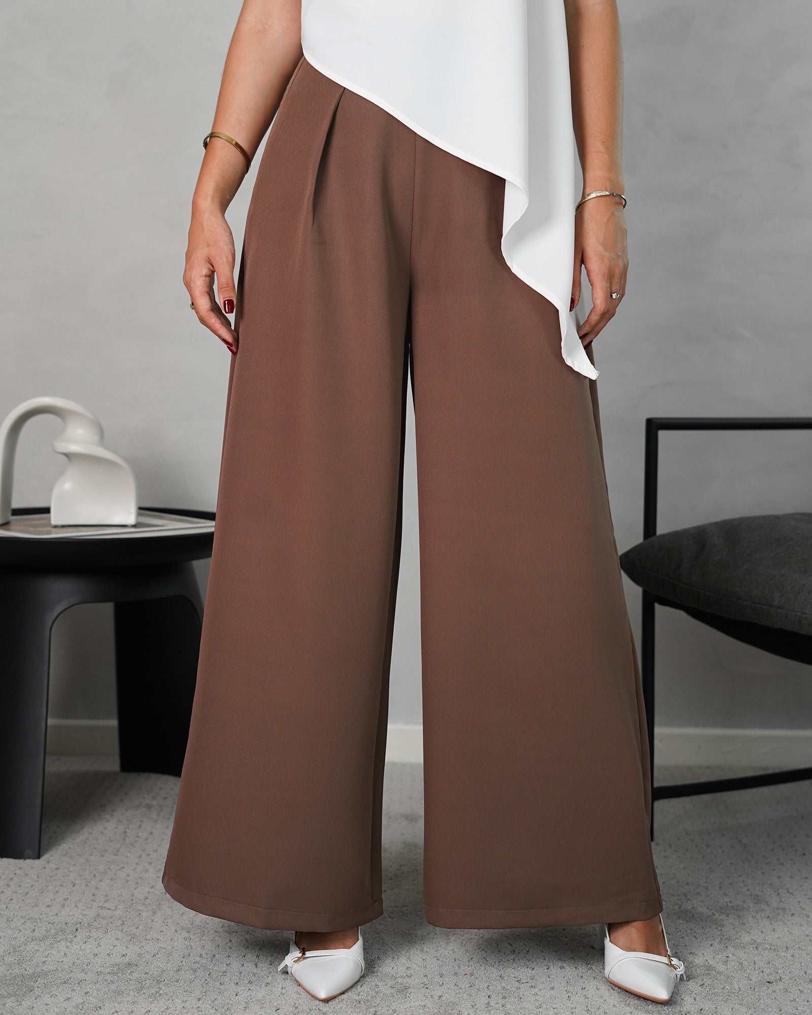 Pantalón ancho alto con pinzas