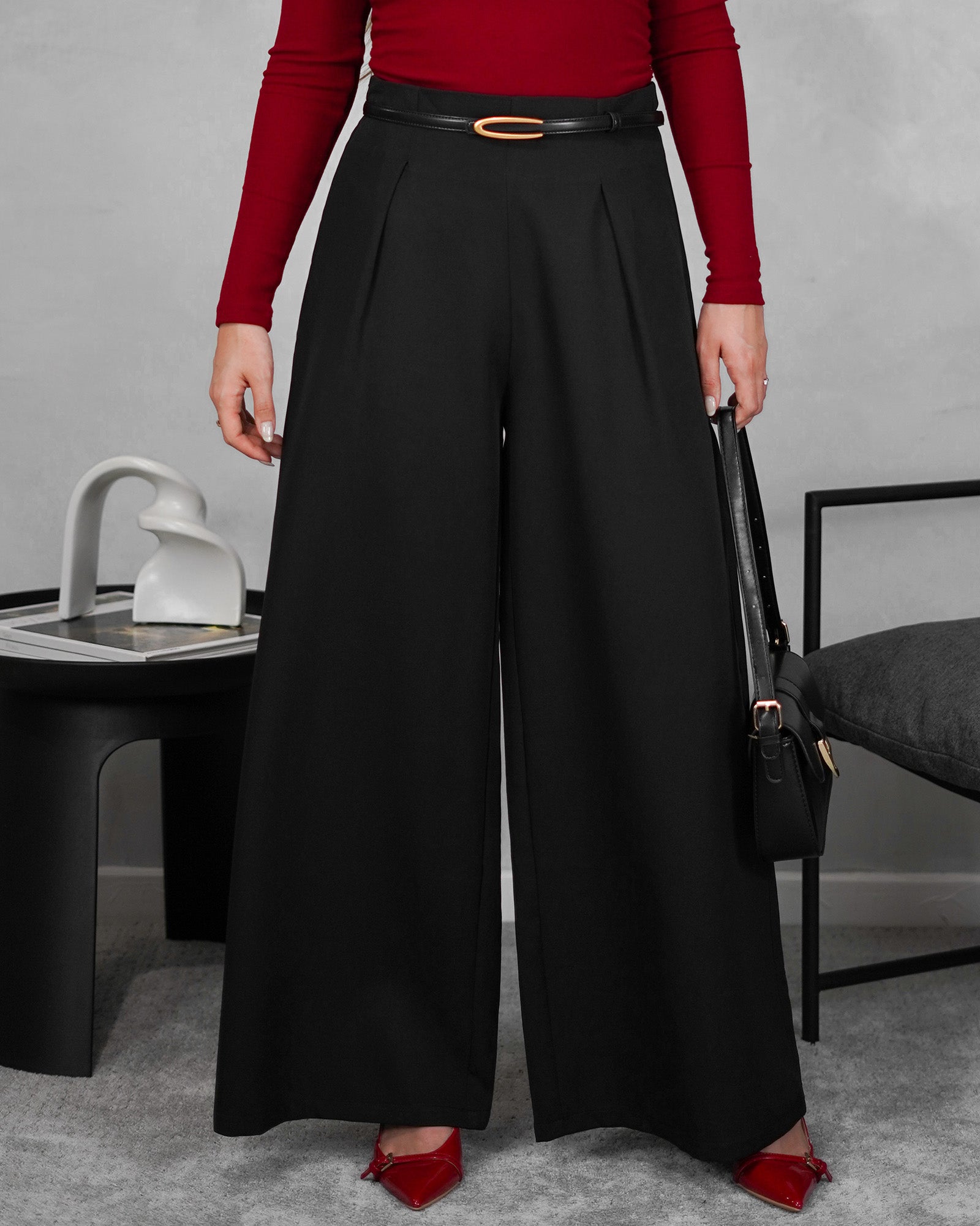 Pantalón ancho alto con pinzas