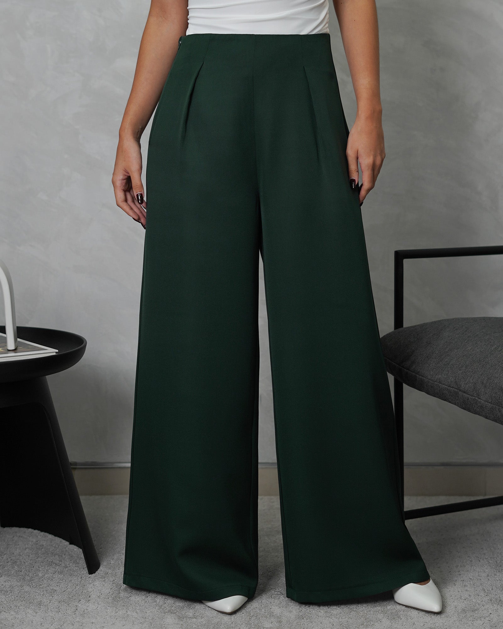 Pantalón ancho alto con pinzas