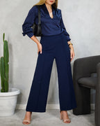 Pantalón ancho con lineal de tela en medio