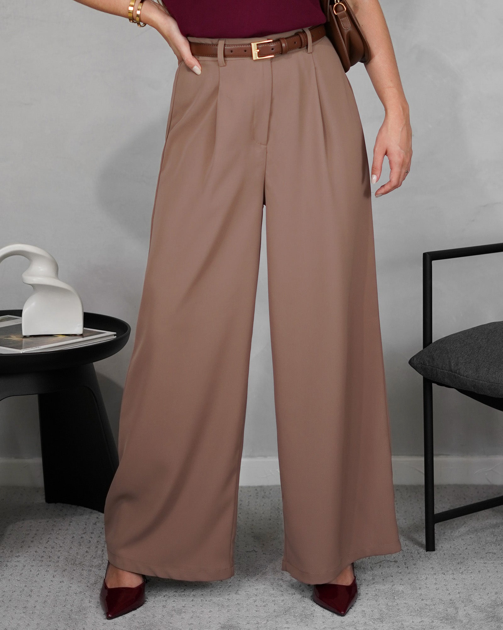 Pantalón Ancho de pinzas sin boton